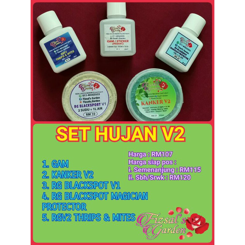 Set Hujan V2 - ros orkid adenium daisy keladi kekwa vinca pitunia daisy orkid tin sayur…