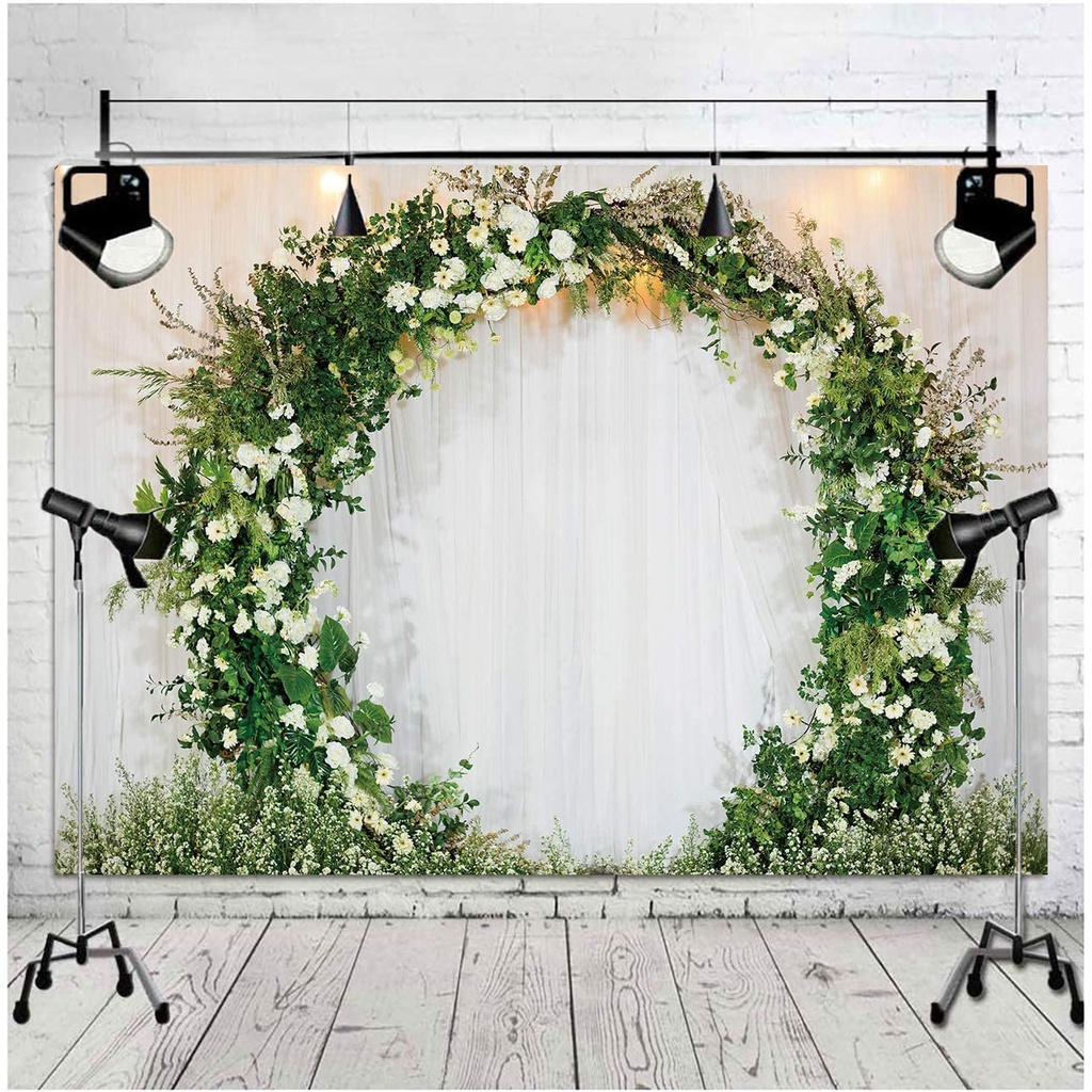 YongFoto 5x3ft Wedding Photography Backdrop Luxury Hall Floral Sofa Candle Curtain Site Background Wedding Party Ceremony Stage Scene Lovers Bride Bridegroom Portrait Photo Studio Props