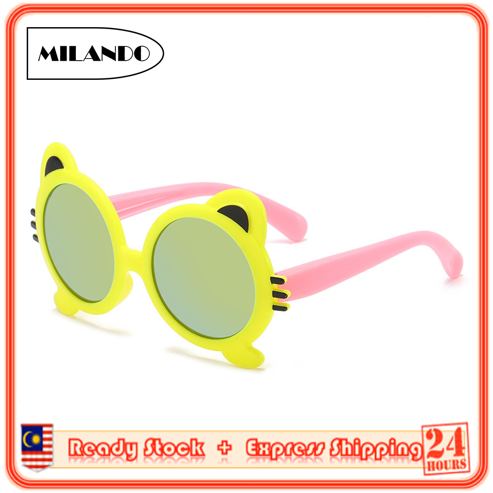 MILANDO Kid Children Cute Polarized Sunglasses Goggle Girl Sun Glass Sunglass Cermin Mata Budak (Type 4: Cat)