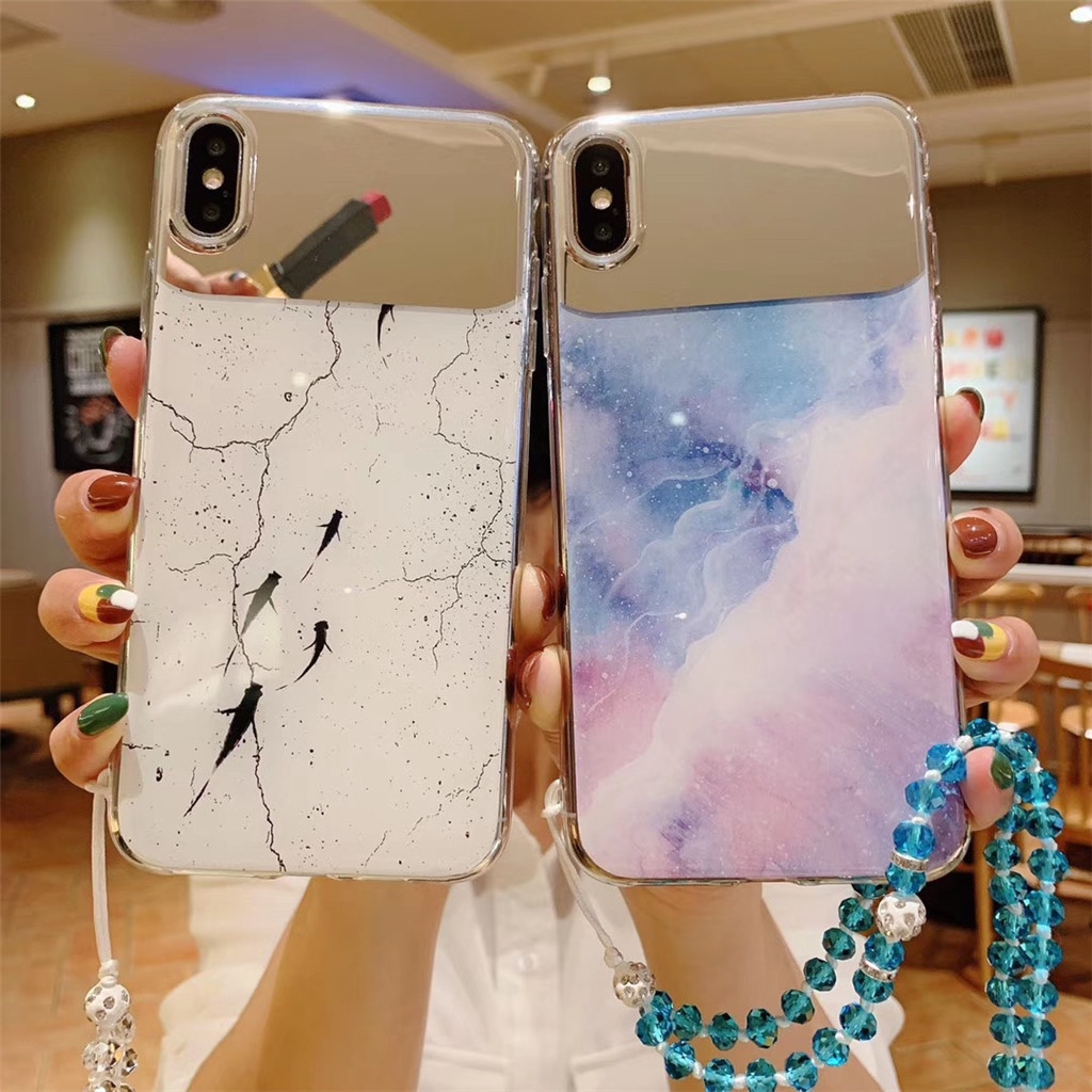 Case iPhone 6 6sPlus 7 8 Plus X XR Makeup mirror shell marble iPhone Casing xr cosmetics.at