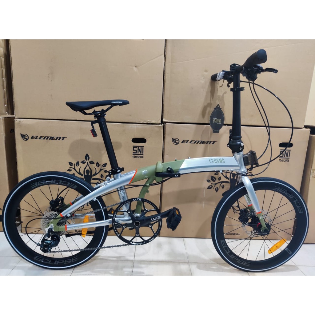 ELEMENT ECOSMO 10spd FOLDING BIKE SPECIAL EDITION SOPHIA LATJUBA (SILVERGREEN) CENGKERIK SOUND