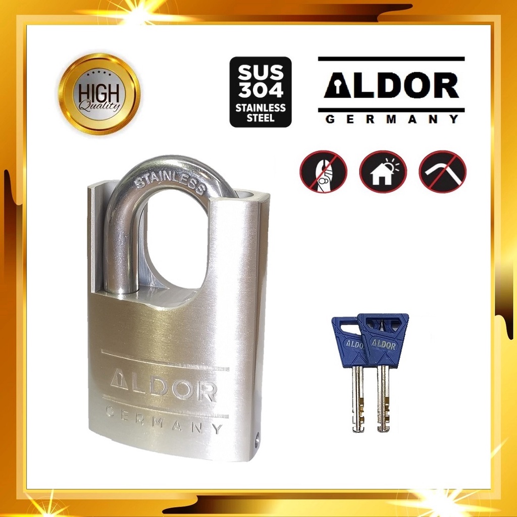 ALDOR A80 SUS 304 Raised Shoulder Heavy Duty Padlock A80/50 Anti Rust ...