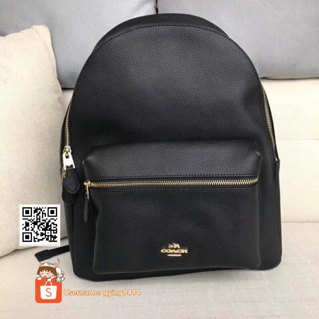 coach pebble leather charlie backpack