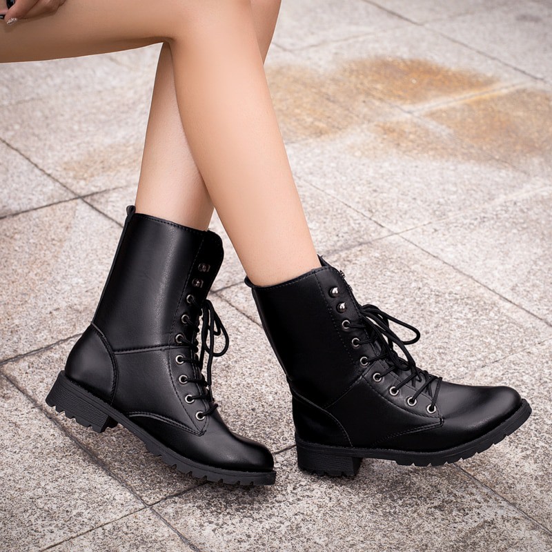 black boots with laces and heel