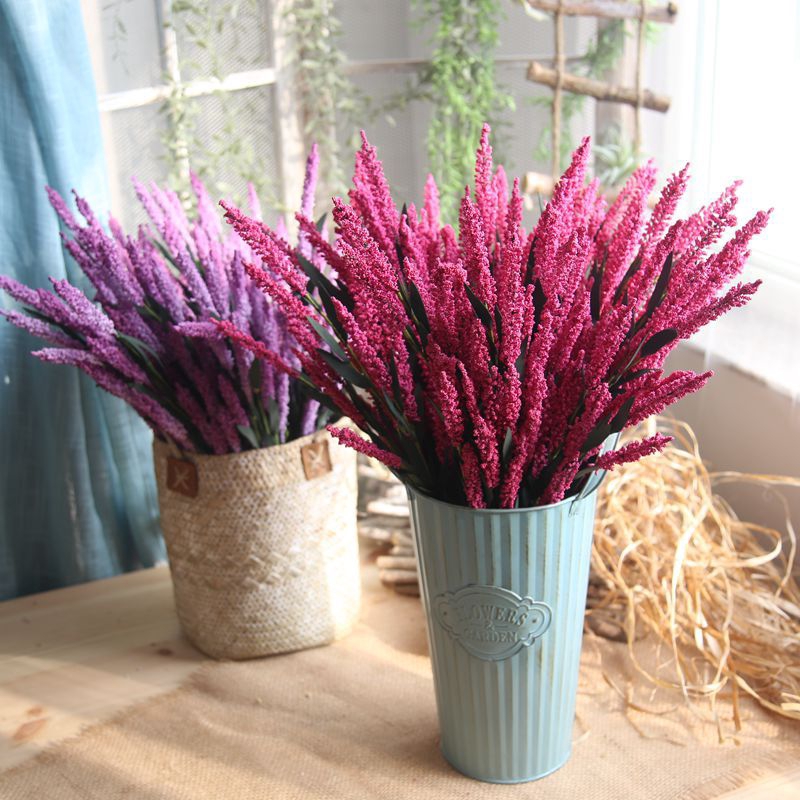 12 heads artificial foam lavender decorative flowers wedding home ...