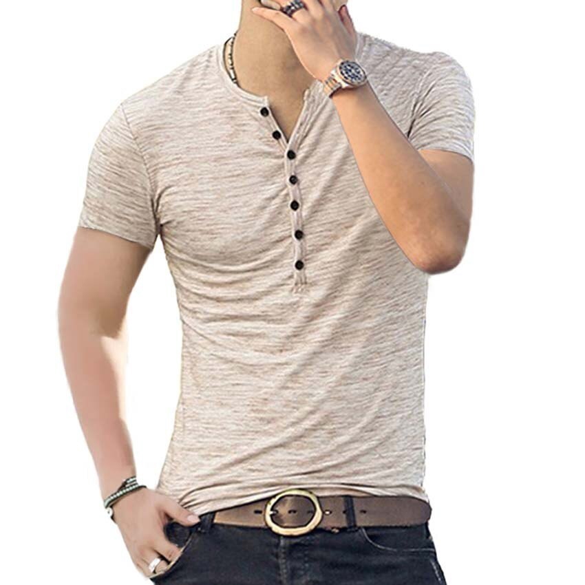 Henley Short Sleeve Casual t-shirt men 