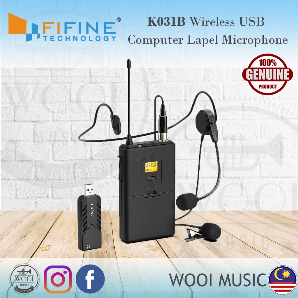 Fifine K031B Wireless USB Computer Lapel Microphone With Headset