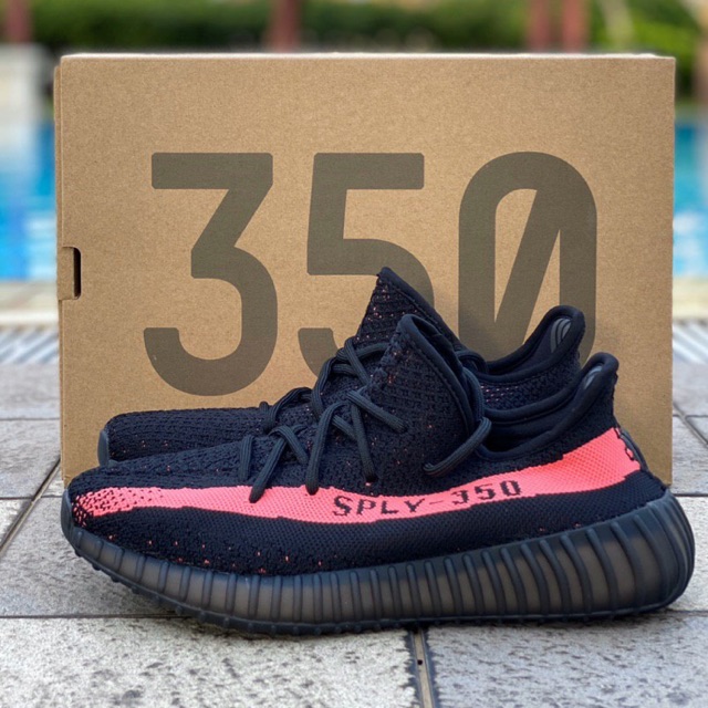 yeezy 350 v1 black red