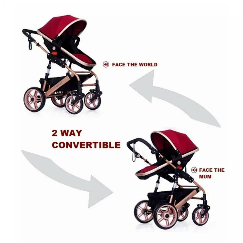 Premium High View Detachable Bassinet Anti-Shock Aluminium Foldable Stroller