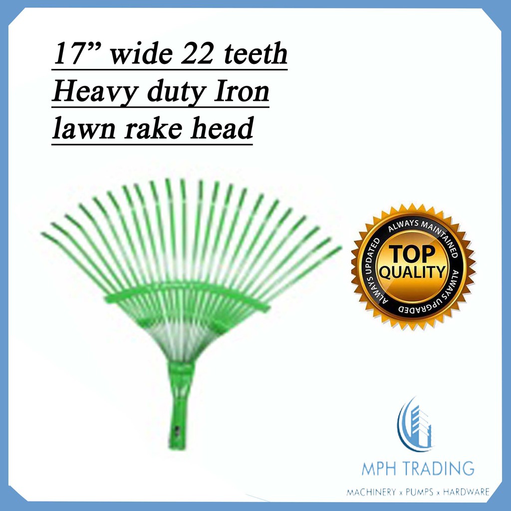 17" Wide 22 Teeth Heavy Duty Iron Lawn Rake Head Replacement Lawn