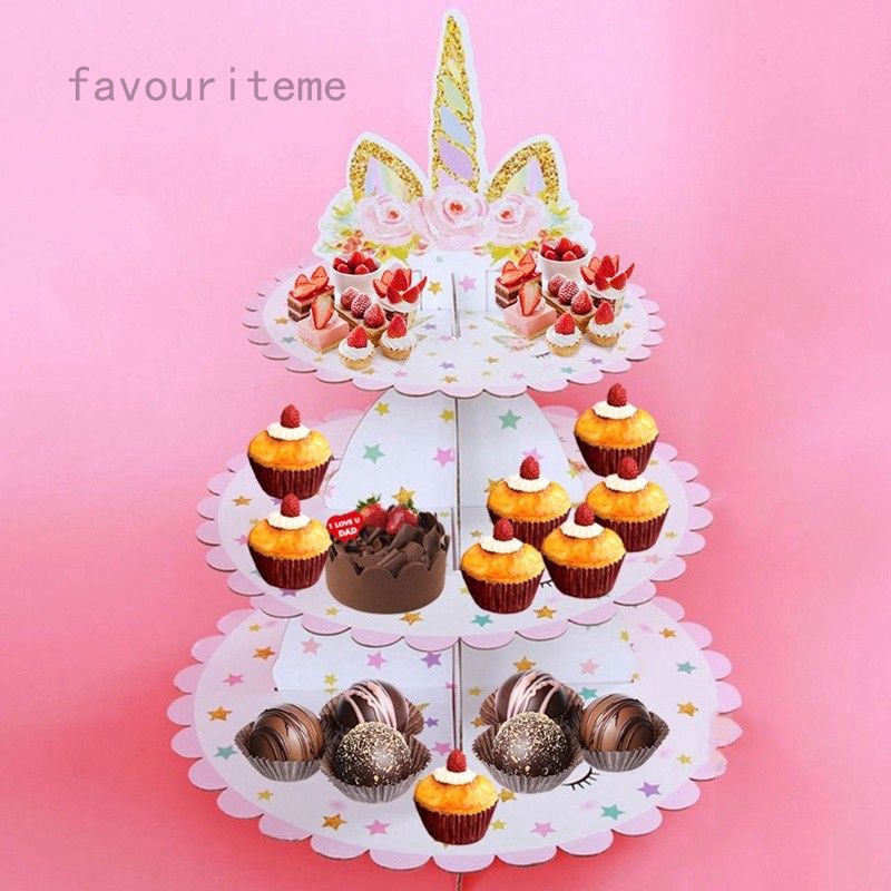 Favouriteme New 3 Tier Cake Stand Unicorn Baby Shower Supplie Kids
