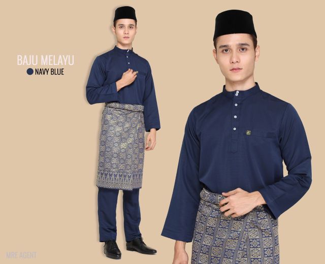 Couple Set Navy Blue Blue Black Baju Raya Terkini Shopee Malaysia