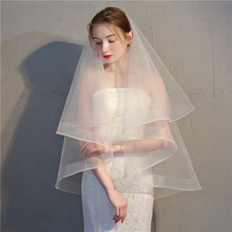 Korean Style Gauze Double Layer Covered With Hair Comb Bride