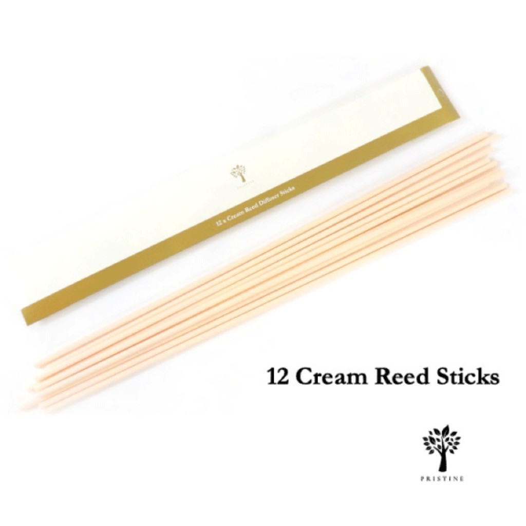 Pristine Reed Sticks (Cream - Pack of 12) - premium high quality, unscented, reed diffuser replacement