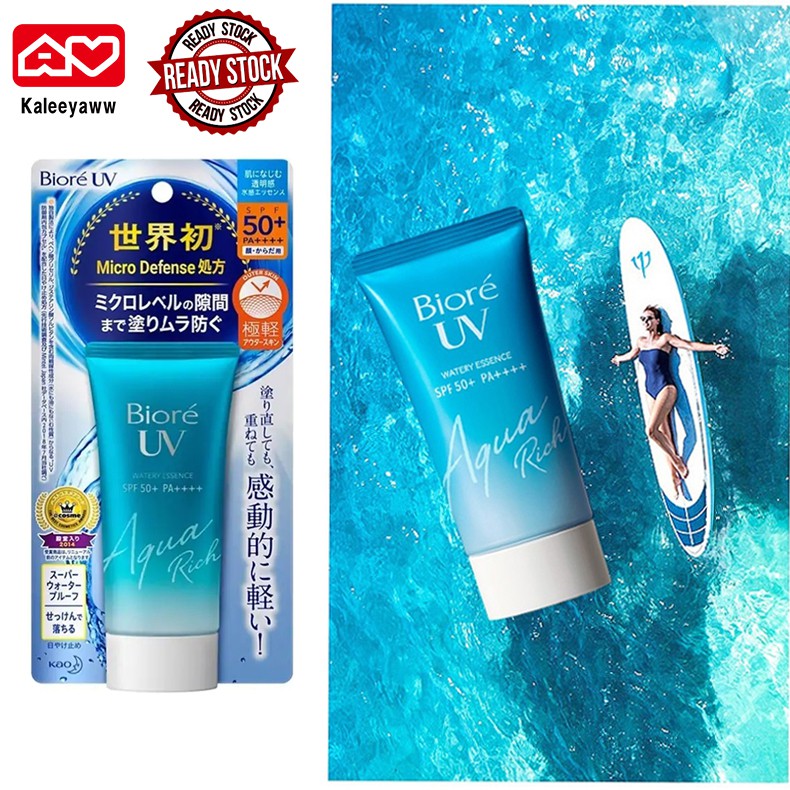 Biore uv aqua rich watery essence sunscreen spf50+ pa++++ face & body perfect uv protection mild