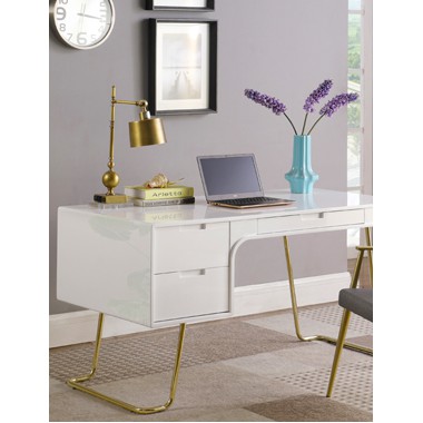 Fengzhinordic White Light Luxury Simple Desk With Drawer Gold