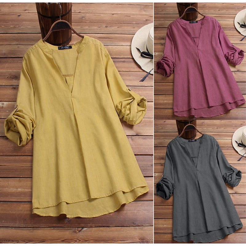 ORIGIANL Women blouse Cotton V neck Long Sleeve Baju ORIGIANL Women blouse Cotton V neck Long Sleeve Baju