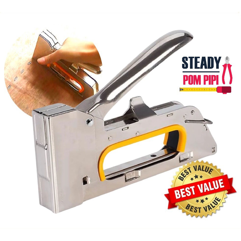 HEAVY DUTY TACKER STAPLE GUN 4/6/8MM STAPLER (SILVER) Shopee Malaysia