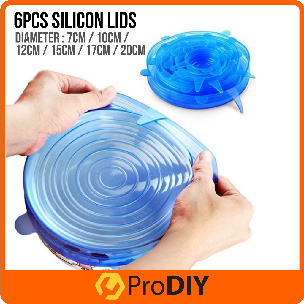 6Pcs Silicone Stretch Cover Stretch Lid Multi Size Reuseable Stretch Cover Kitchen Pan Cap