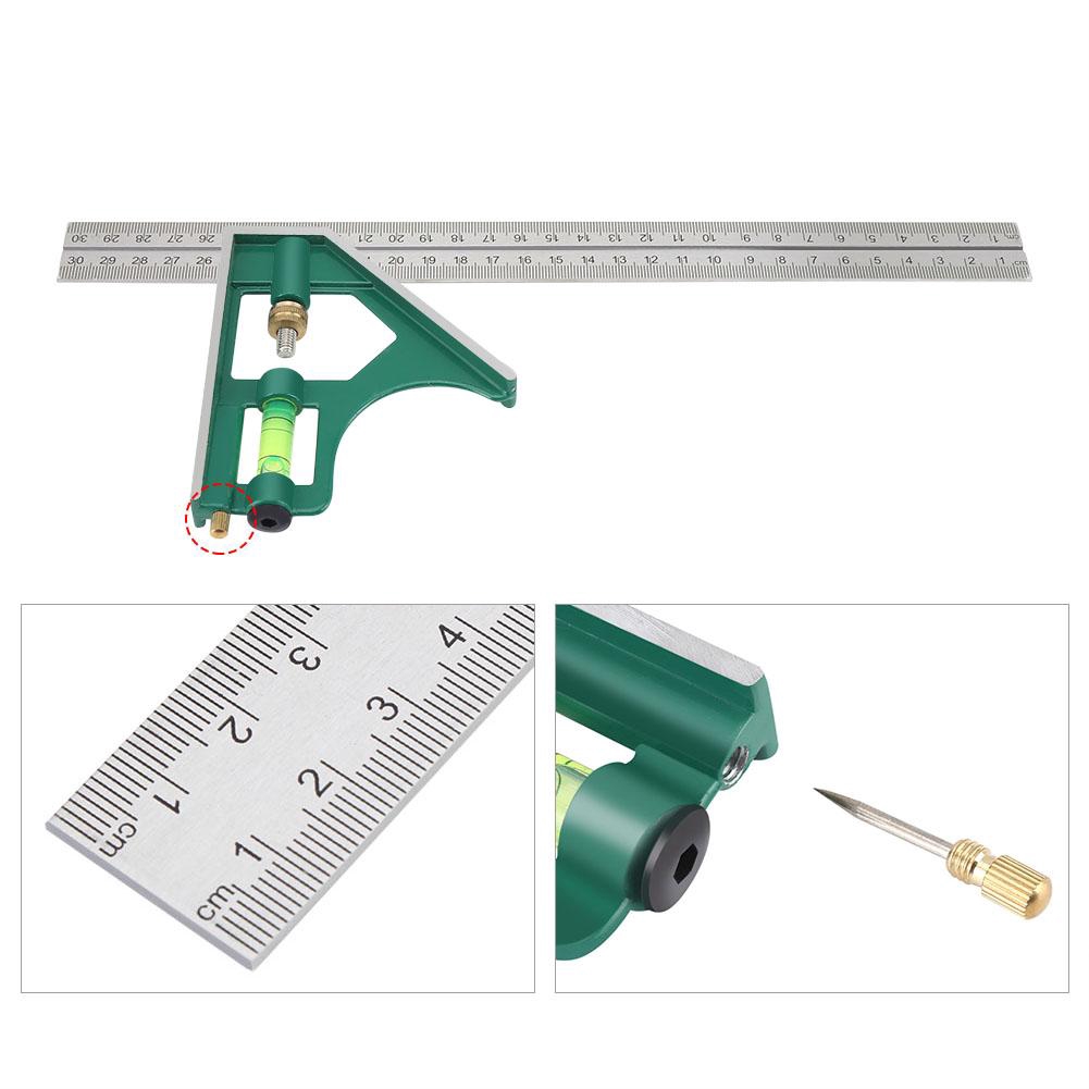 300mm Combination Square Multi-Functional 45//90 Degree Angle Combination Square Ruler Stainless Steel Forging Ruler Measuring Tools Marking Out Laying Out Not Rust//Deform