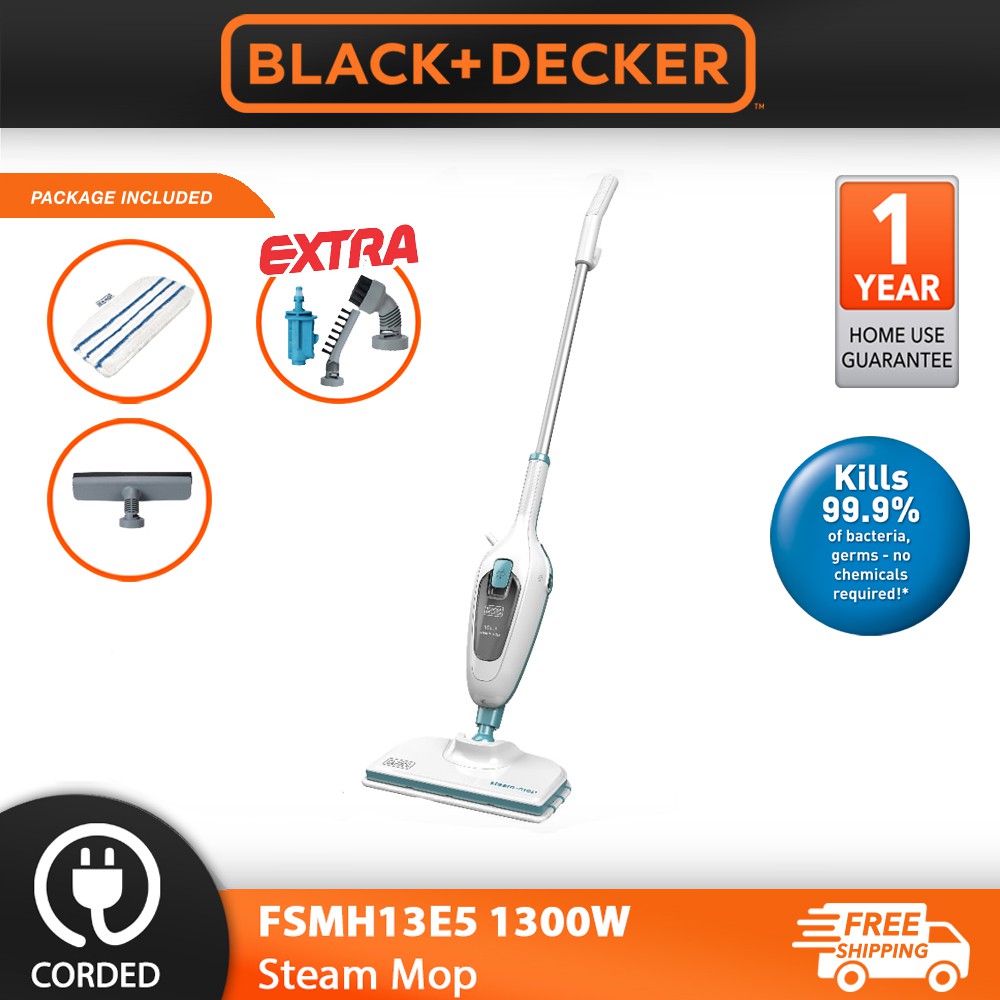 BLACK & DECKER 5 in 1 Steam Mop Steam Cleaner (1300W) FSMH13E5 Shopee