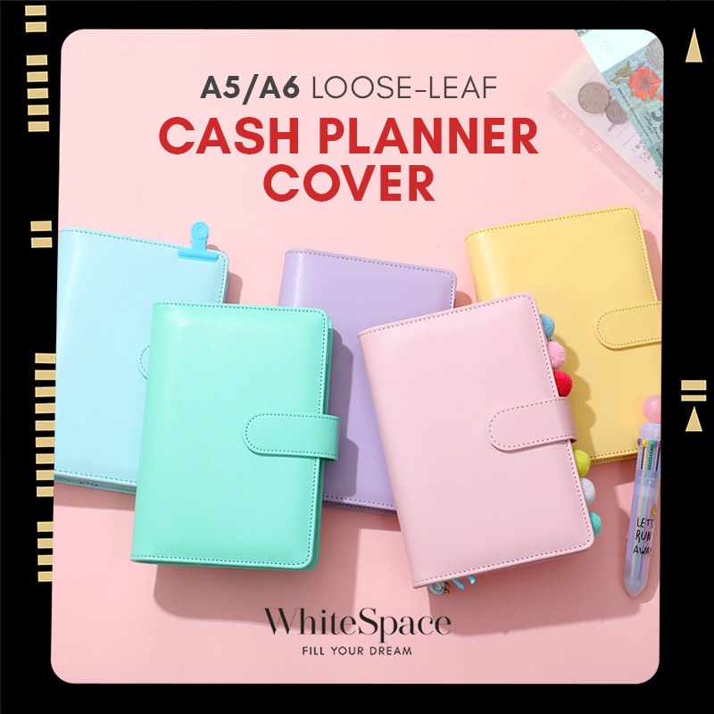 WhiteSpace A5 A6 Cash Planner Cover Diy Loose Leaf Binder Notebook Budget Buku Saving Money Tracker Wedding Book 存钱本