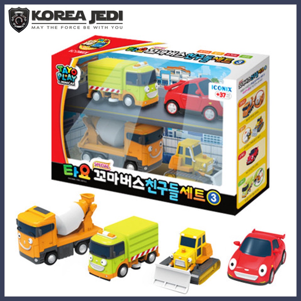 ★Little Bus Tayo★ Special Friends No.3 Mini Size Bus 4 Pcs (Rubby + Chris + Speed + Billy) Vehicle Car Toy Set Version 3 for Baby Kids /Compatible with Tayo (Control Tower, Parking, Track, School etc..) Play Set Toy