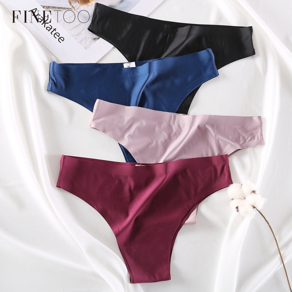 Finetoo New Arrival G String Panty Solid Color Silk Seamless Wine Red