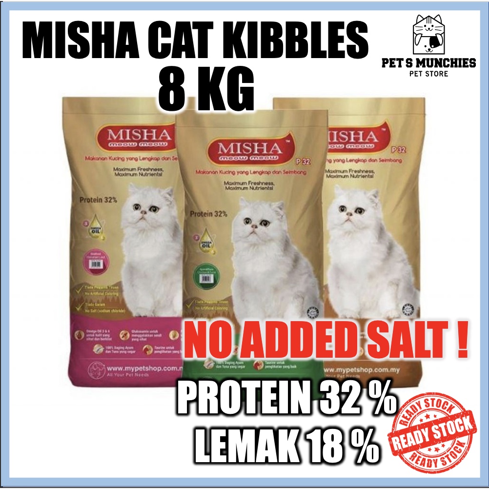 MISHA Cat Kibbles 8kg Halal Assorted Flavours Makanan Kucing Kering Cat