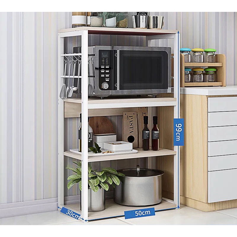 OKURA 4 Tier Utility Storage Rack Modern MDF Microwave Oven Shelf Spice