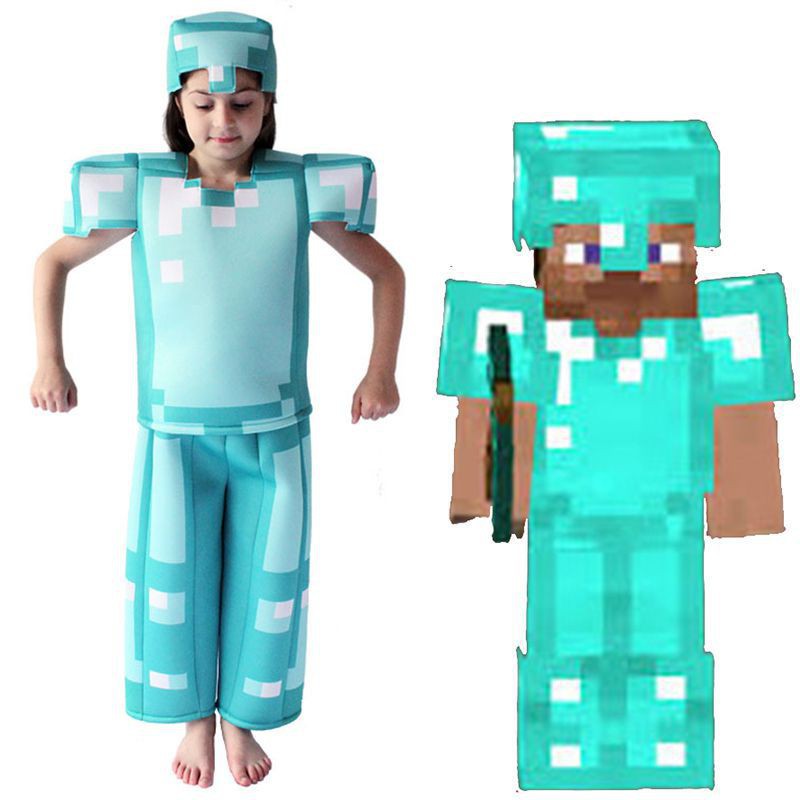 Minecraft Steve Armor Child Boys Girls Cosplay Costume Dress Up Outfit Suit Shopee Malaysia