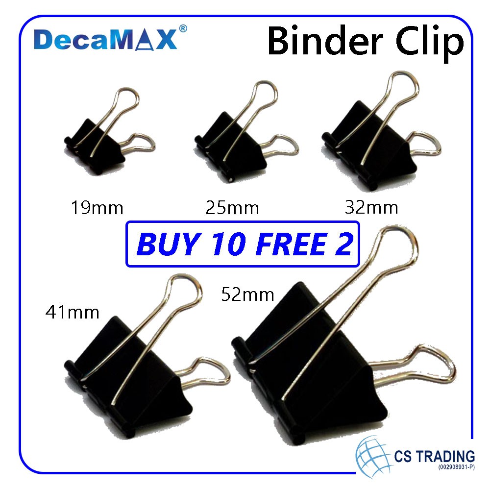 [BUY 10 FREE 2] Decamax Binder Clip / Double Clip / Black Paper Clip