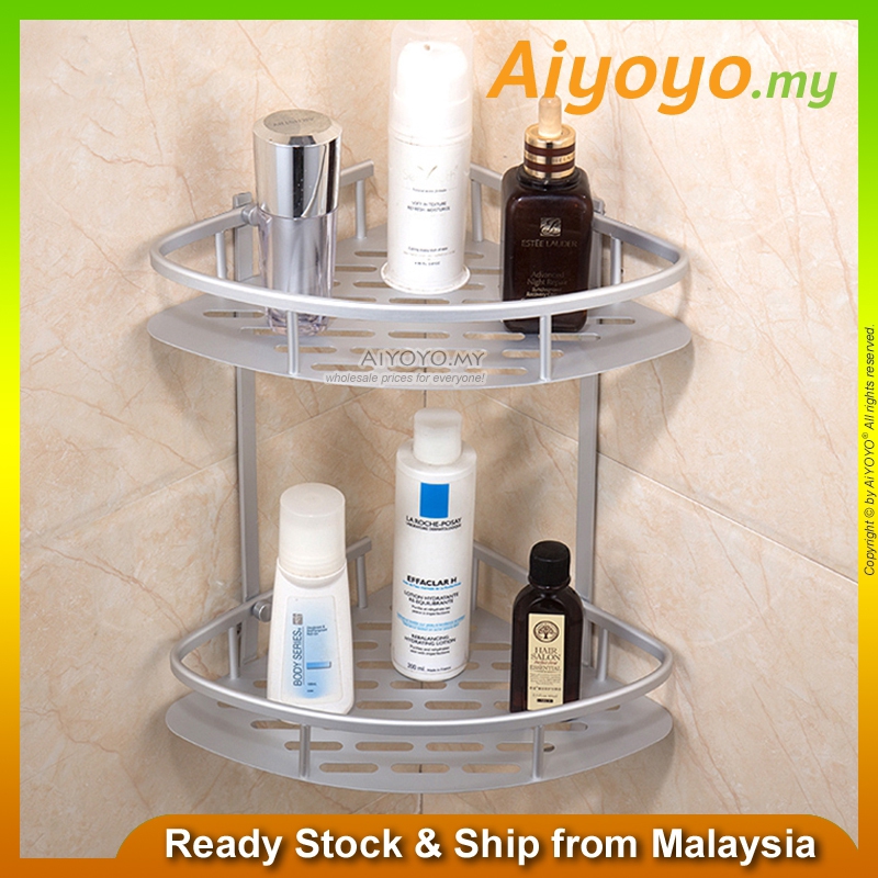 Buy 2 Tier Layers Rak Sudut Bilik Mandi Corner Shampoo Storage Shelf Holder Wall Mounted Rack With Hooks Hanger Aluminium Seetracker Malaysia