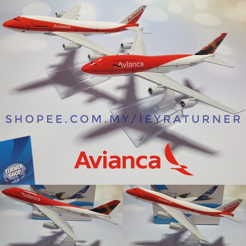 16CM Avianca BOEING 747-400 Passenger Airplane Plane Diecast Aircraft Model 