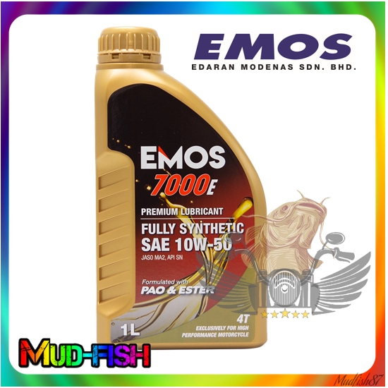 Modenas Emos 7000e Fully Synthetic 4t 10w50 With Pao Ester 1l Shopee Malaysia 
