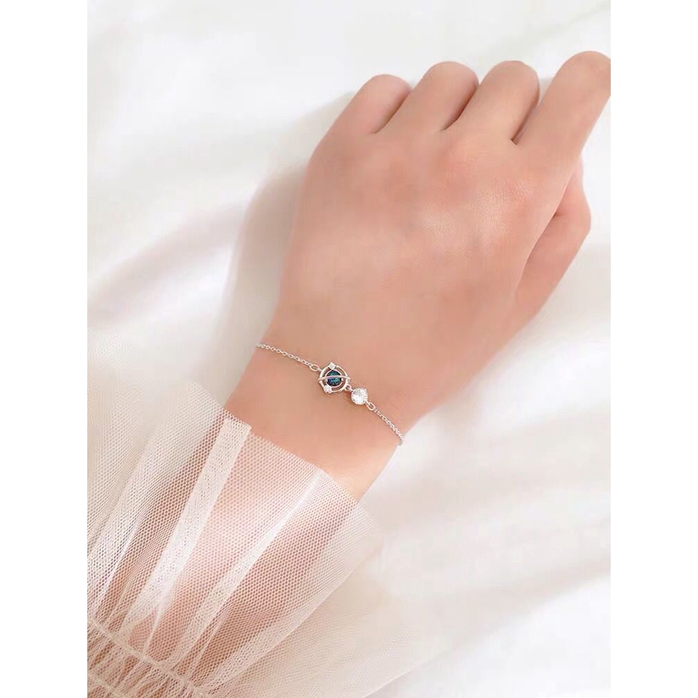 S925 Silver Star Bracelet Simple Zircon Gelang  Girls 