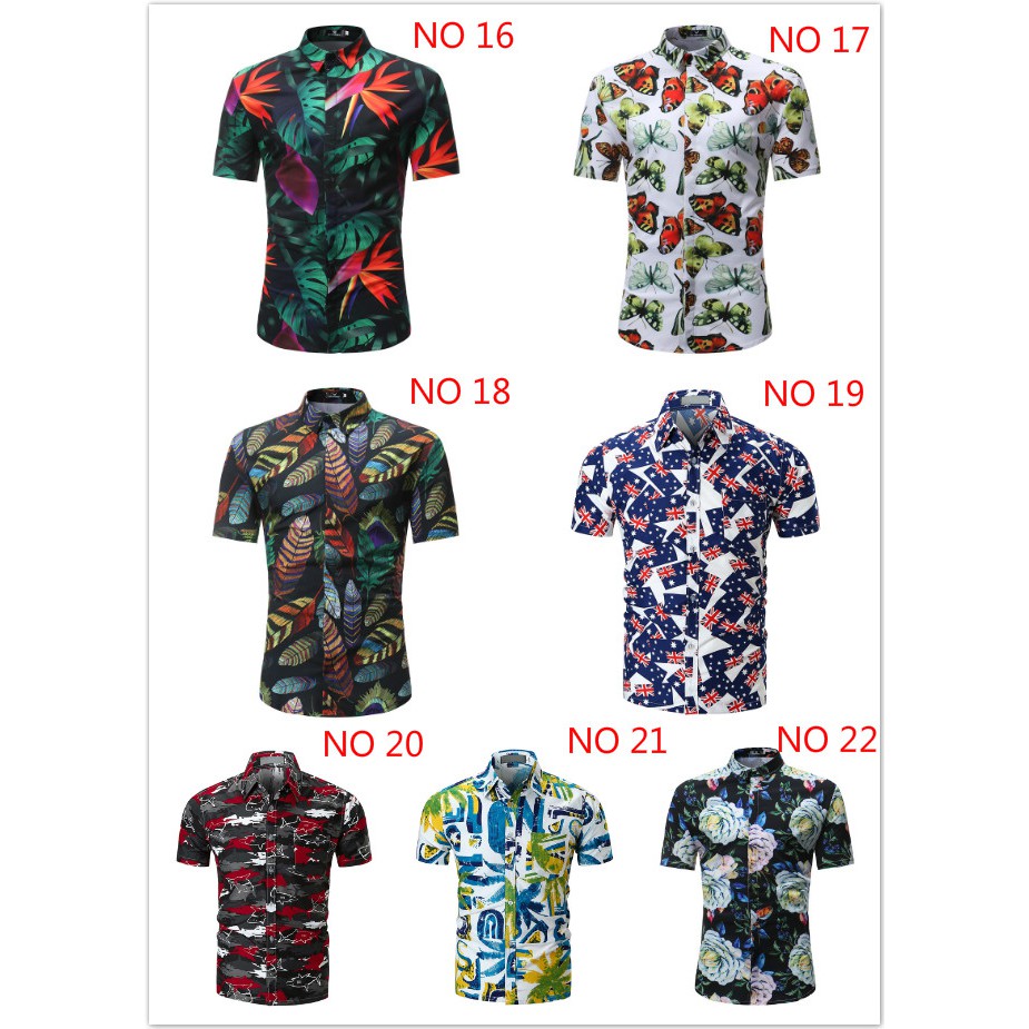 Baju Hawaii Lelaki  Summer Hawaiian Shirt Pendek Lengan 