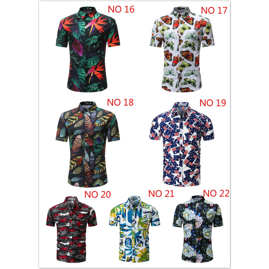  Baju  Hawaii Lelaki  Summer Hawaiian Shirt Pendek Lengan 