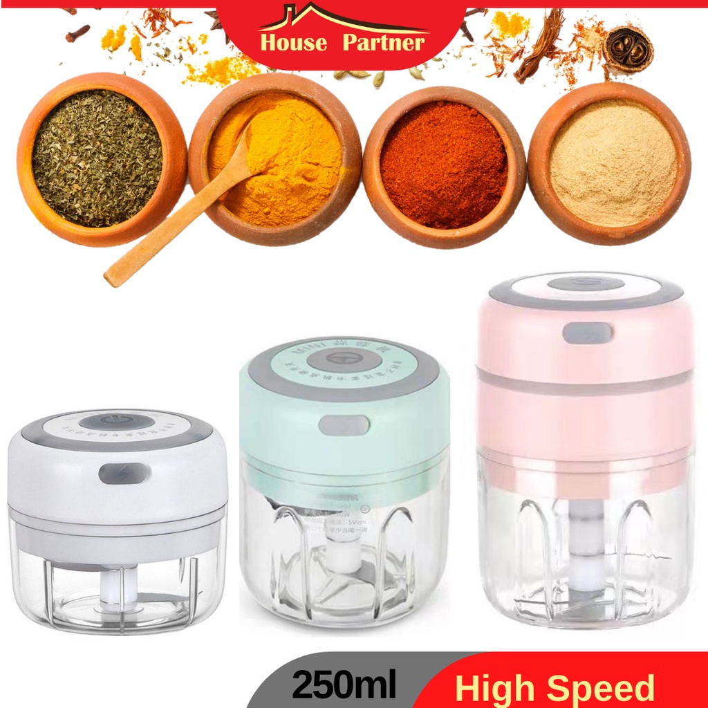 【House Partner】USB Rechargeable Electric Mini Food Garlic Vegetable Chopper Grinder Crusher Press for Nut Meat Fruit