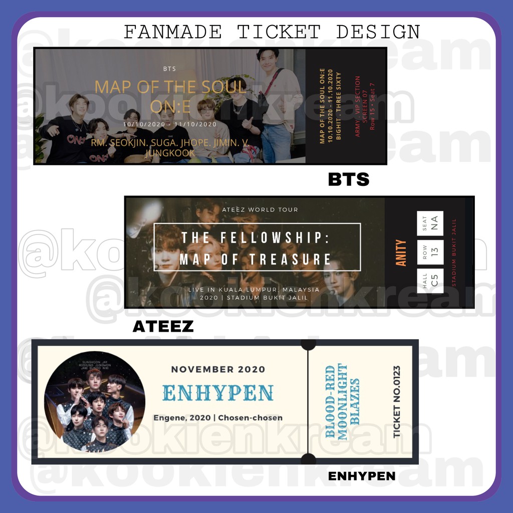 FANKIT BTS|ATEEZ|ENHYPEN : FANMADE DESIGN TICKET kookienkream design ...