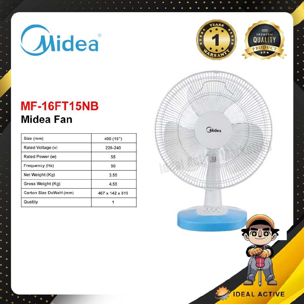 Midea Table Fan 16 55w Mf 16ft15nb Shopee Malaysia