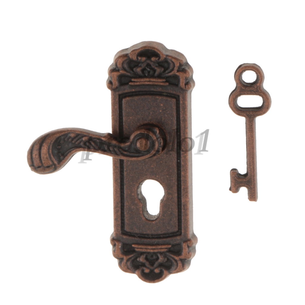 1 12 Scale Door Knob Left Handle Key Dollhouse Miniature Diy