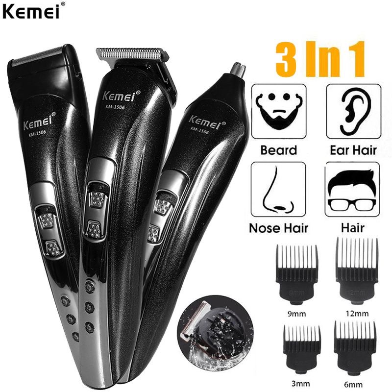 KM-1506 Men Rechargeable 3 IN 1 Hair Trimmer Clipper Razor ALL IN 1