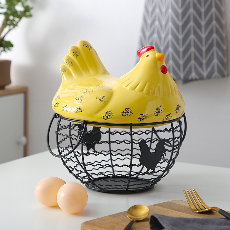 Ceramic Hen Egg Storage Basket - Pink/Yellow | Shopee Malaysia