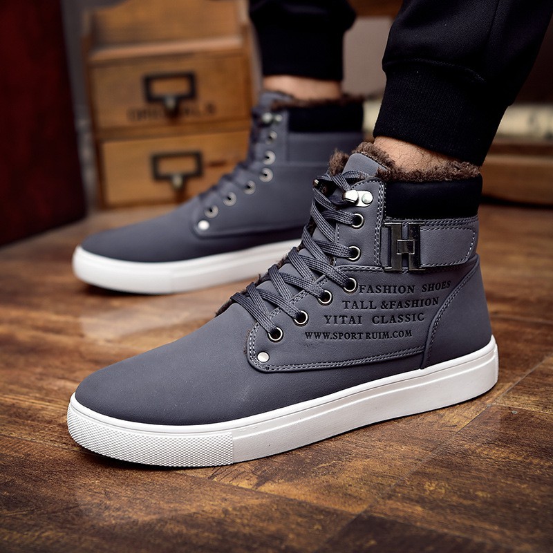 DEKABR 2020 Hot Men Shoes Fashion Warm Fur Winter Men Boots Autumn Leather  Footwear For Man New High Top Canvas Casual | Shopee Malaysia