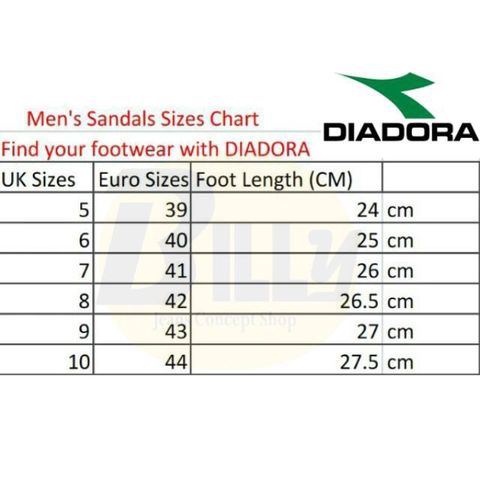 diadora size chart cm