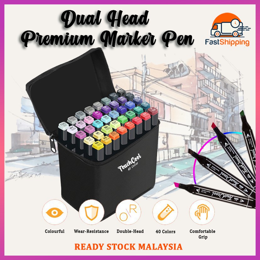🔥Ready Stock🔥40pcs Premium Quality Touch Cool Graphic Art Twin Tip Pen Color Highlighter Artline | Shopee Malaysia