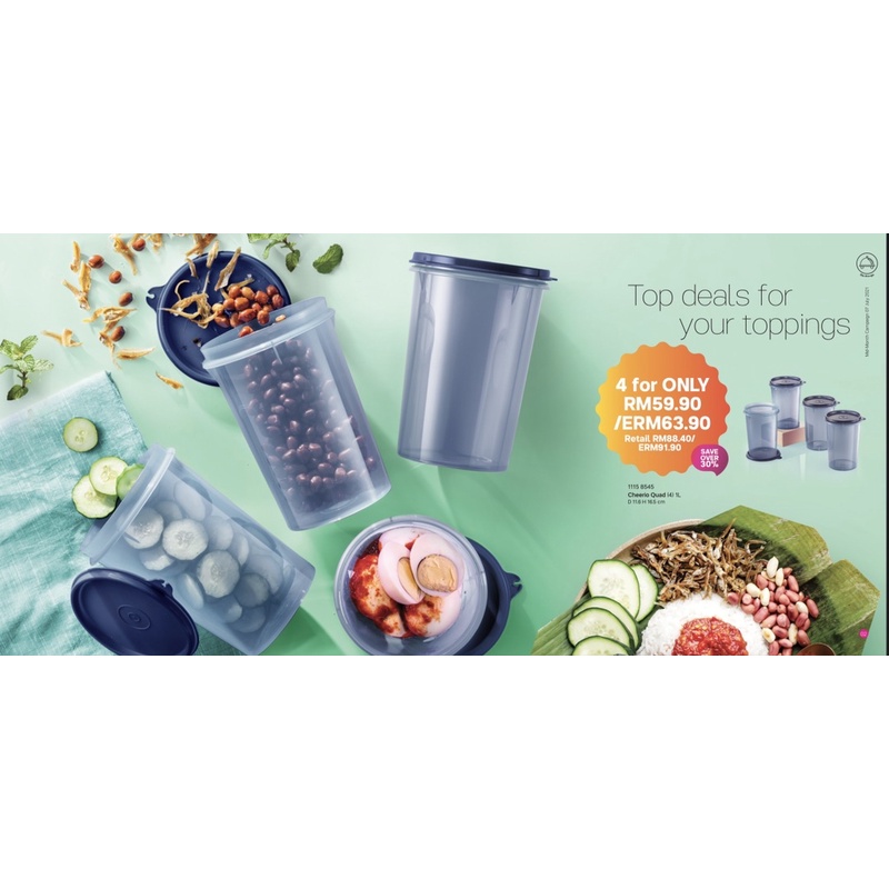 Tupperware Cheerio Quad 1L (4pcs)