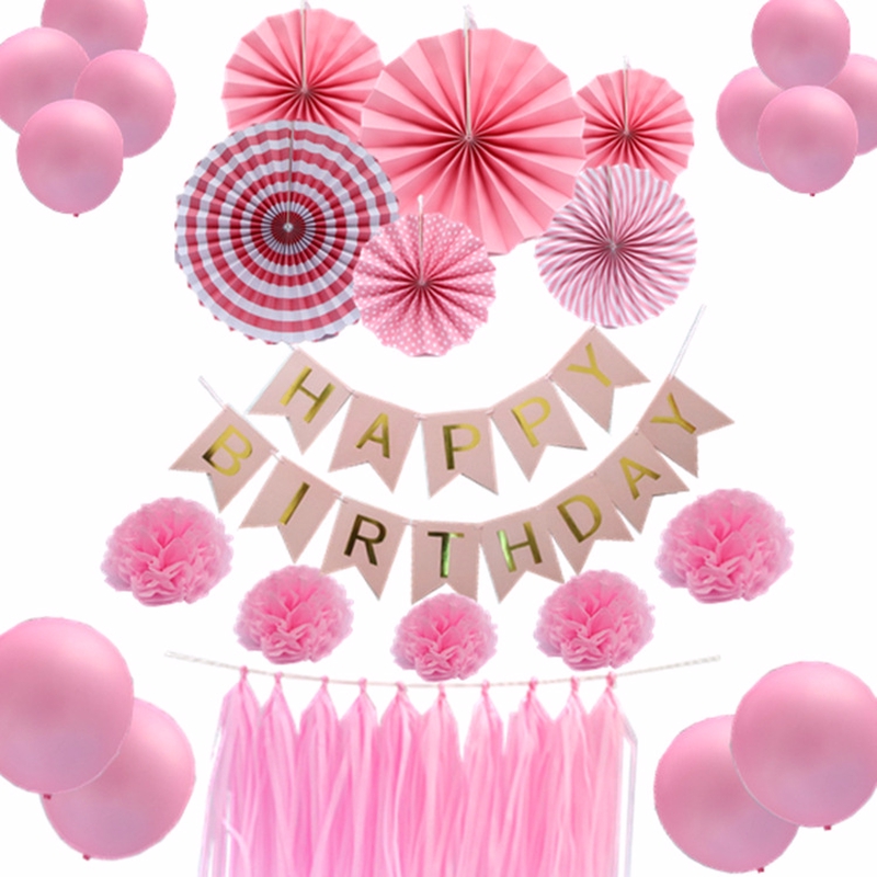 44pcs Fish Tail Happy Birthday Banner V Riboon Beautiful Flag