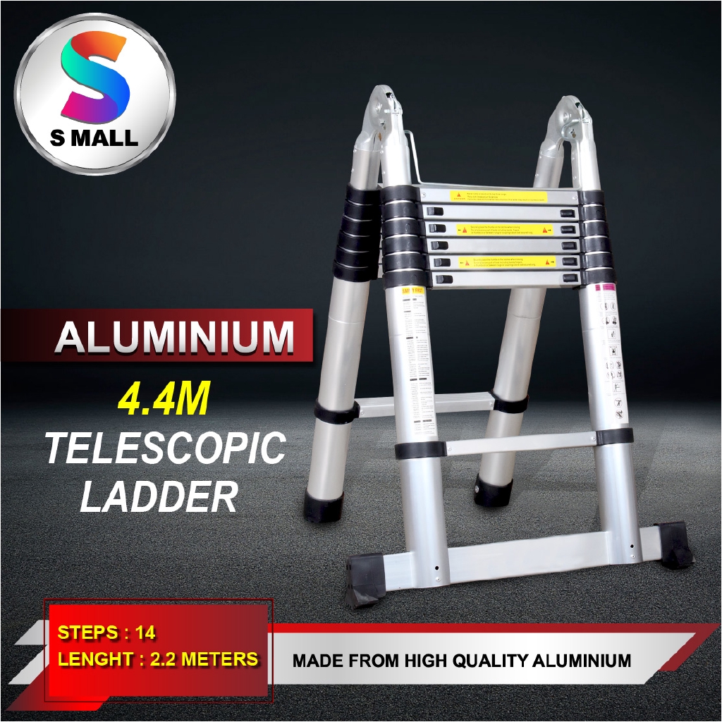 SMALL 2.2M x 2.2M Aluminium Telescopic Pole Ladder Multi-Purpose ...